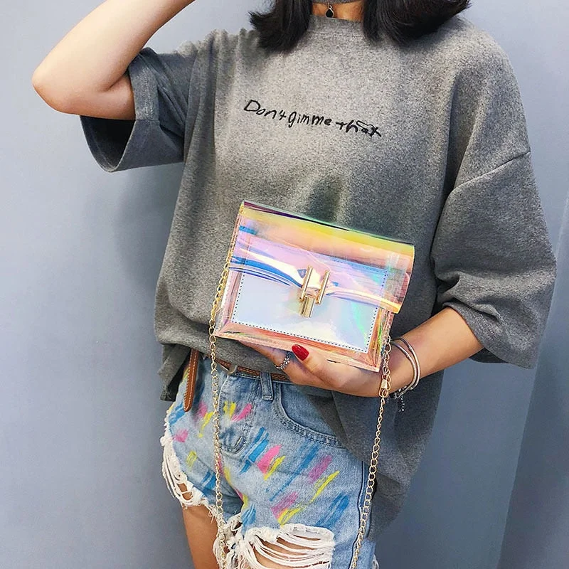 Women Shoulder Bag Fashion Laser Transparent Crossbody Bags Messenger Shoulder Beach Bag 2020 New Design Shoulder Bags