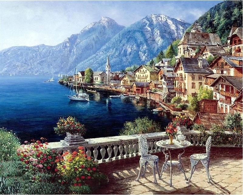 

Hallstatt Lake – Paint By Numbers - 40*50CM, 501 Original