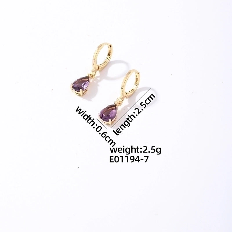 1 Pair Casual Vintage Style Minimalist Water Droplets Plating Inlay Stainless Steel Zircon White Gold Plated Gold Plated Drop Earrings