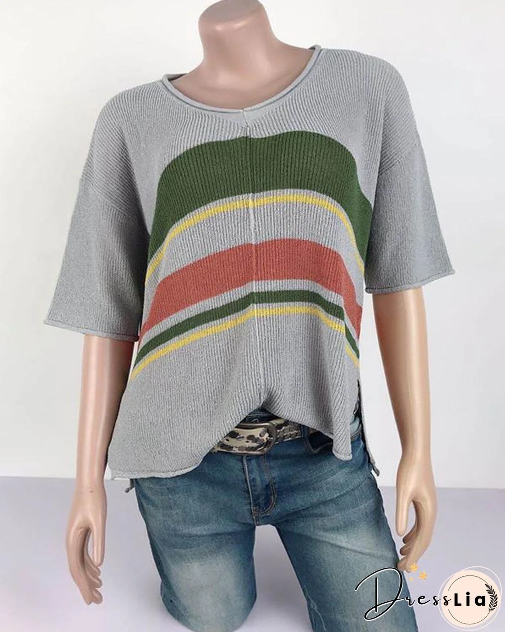 Flodress Striped Knitting Flimsy Top