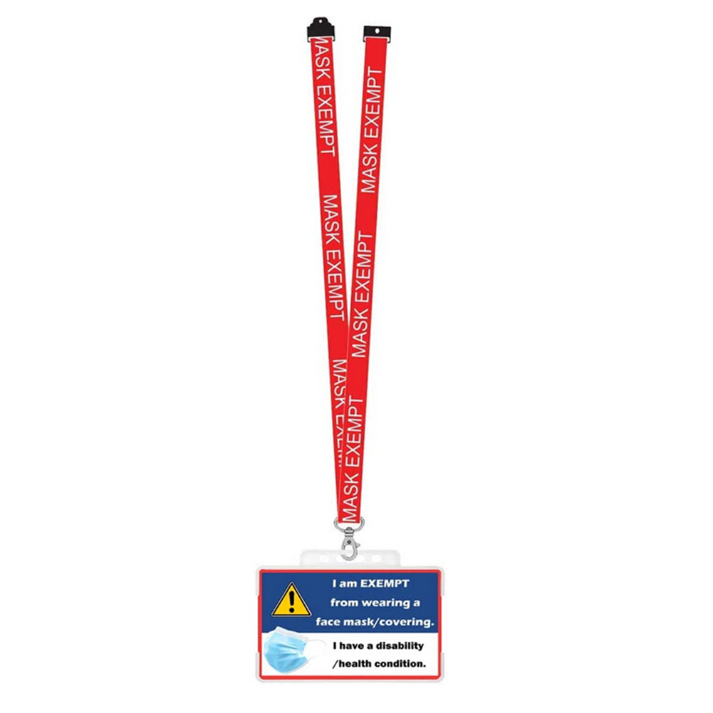 

Travel Shopping PVC Face Mask Exemption ID Card with Card Holder Lanyard, 501 Original