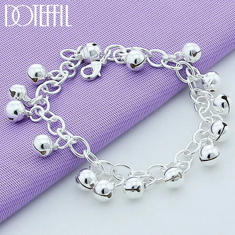 DOTEFFIL 925 Sterling Silver Bells Bracelet For Women Jewelry