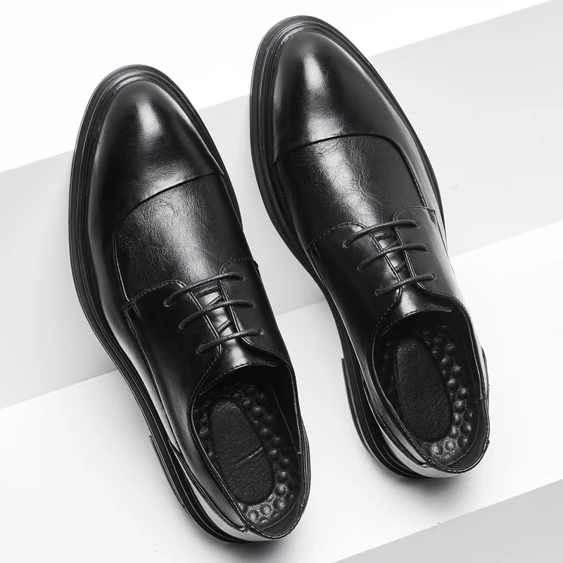 Colourp Colourp New Men's Pointed Leather Shoes Korean Version Trend Wear Business Casual Leather Shoes Men's Wedding Shoes 3092-F