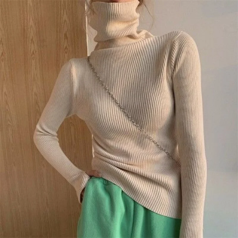 Toloer Winter Pullover Women Turtleneck Sweaters Casual Soft Heaps Collar Knit Sweater Women 2022 Basic Tops Warm Jumper 23797
