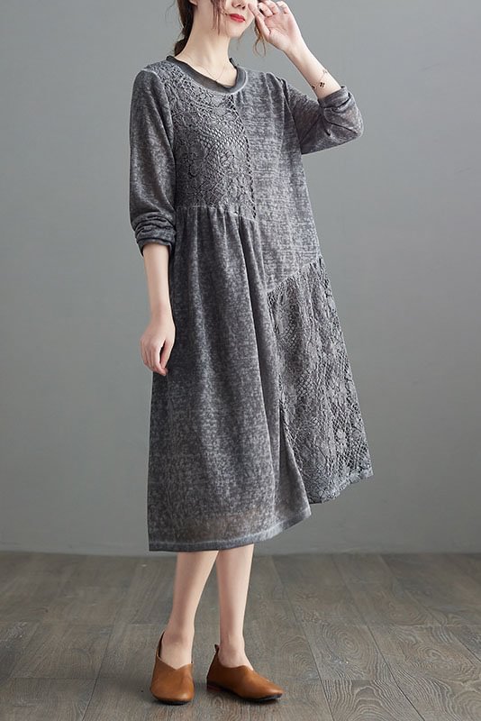 Plus Size-Vintage Lace Panel Dress