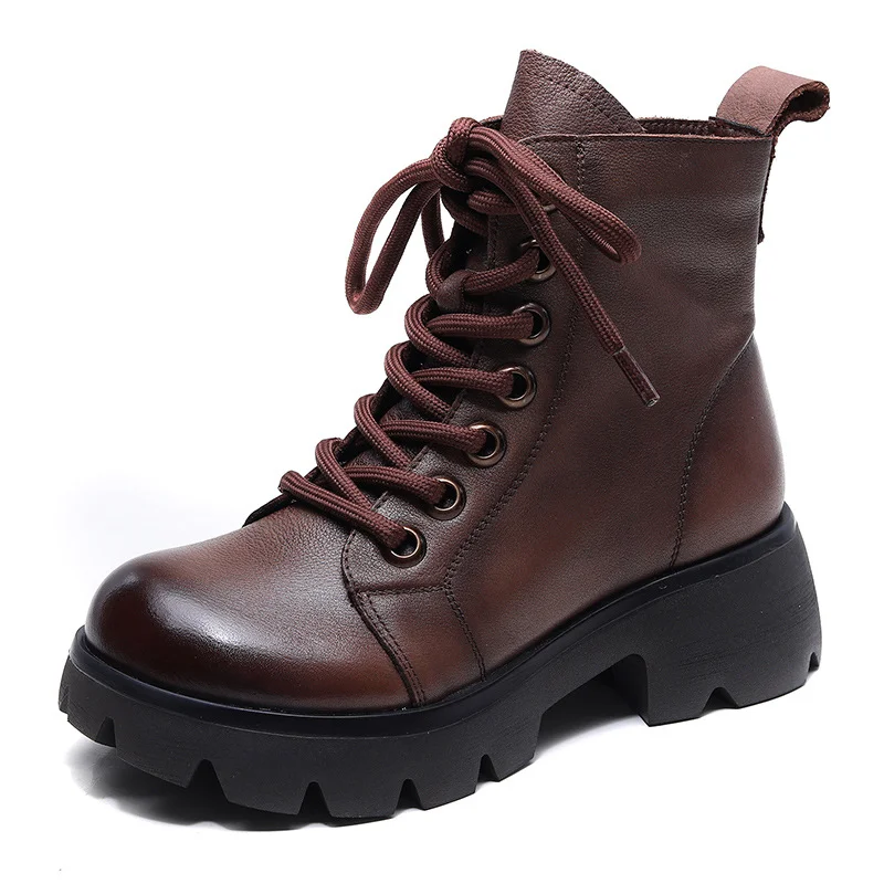 Yyvonne Time 99] Water Washing Layer Of Kraft Rubber Foam Bottom List Plus Velvet With Handmade Martin Boots Woman