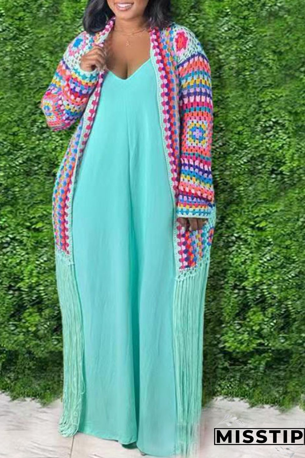 Cyan Sexy Solid Patchwork Spaghetti Strap Straight Plus Size Dresses