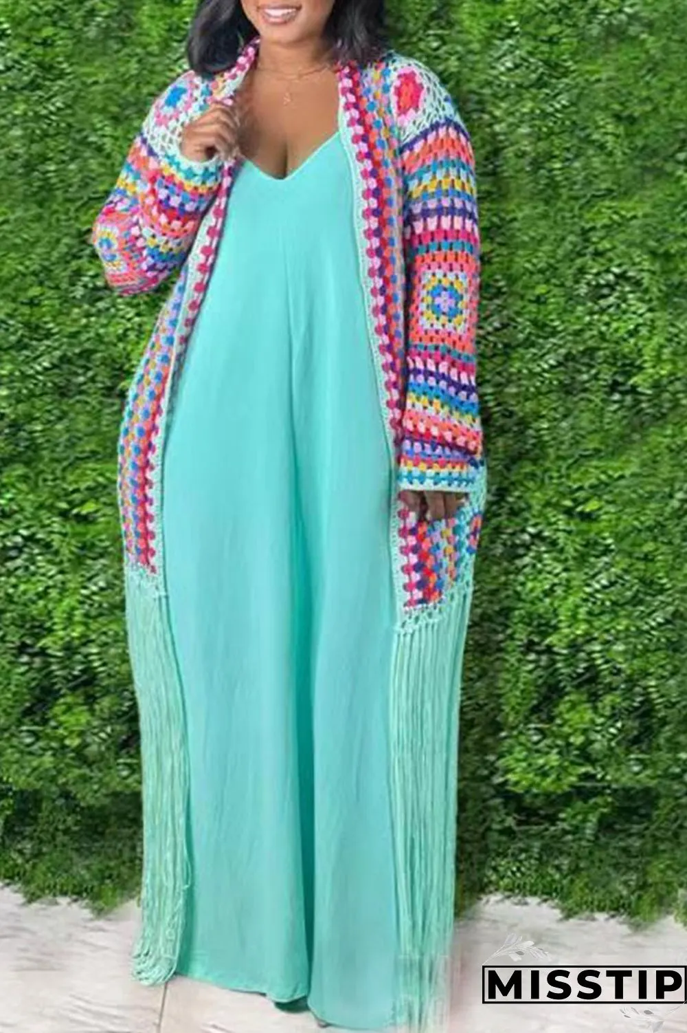 Cyan Sexy Solid Patchwork Spaghetti Strap Straight Plus Size Dresses