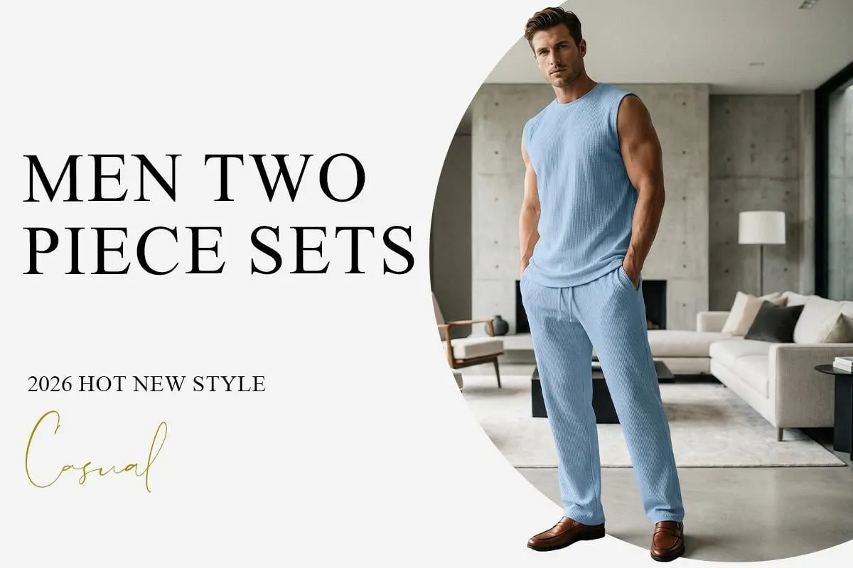 JMIERR Mens 2 Piece Rib Knit Sweatsuit Summer Sleeveless Tank Top Baggy Wide Leg Pants Set Vacation Beach Outfit for Men JMIERR Mens 2 Piece Rib Knit Sweatsuit Summer Sleeveless Tank Top Baggy Wide Leg Pants Set Vacation Beach Outfit for Men