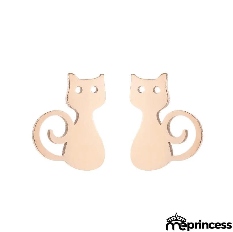 Women Fashion Hollow Eagle Owl Snake Dolphin Bee Giraffe Elephant Dog Cat Rabbit Fish Bird Penguim Stainless Steel Stud Earrings