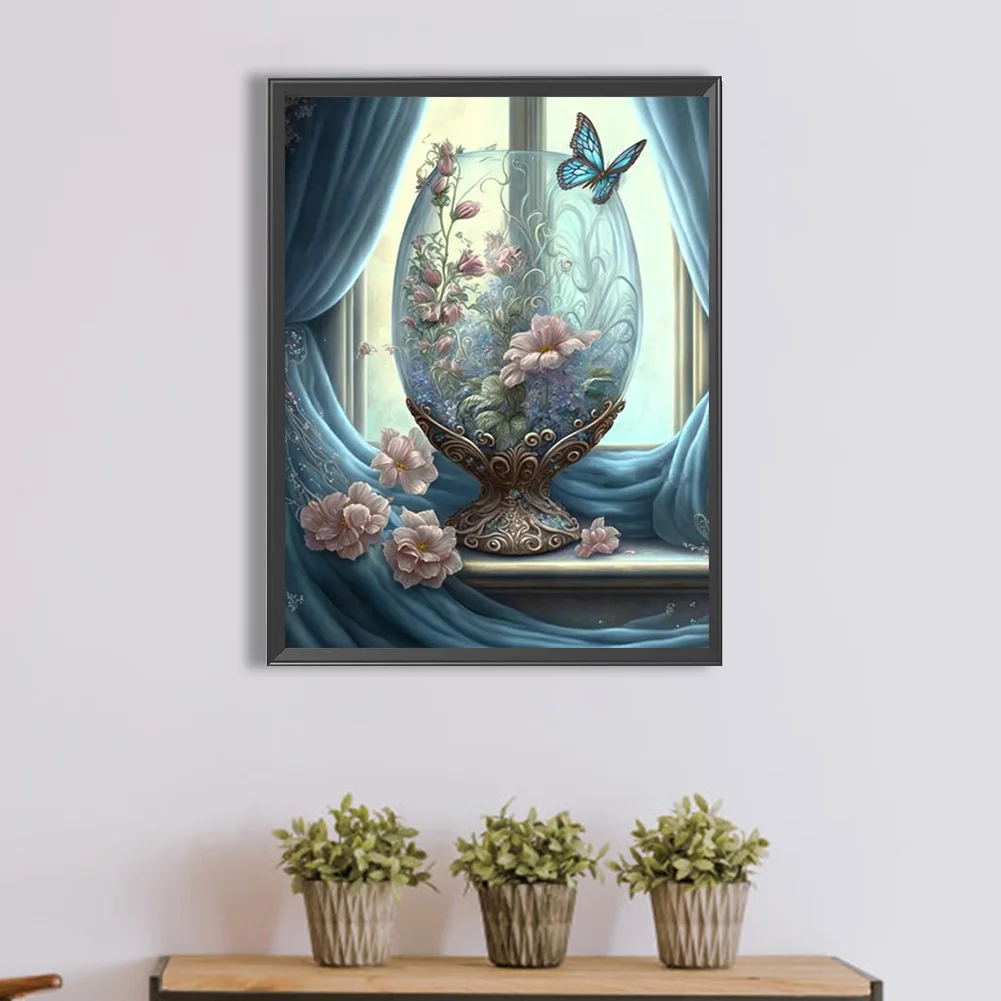 Diamond Painting - Full Square Drill - Flower Butterfly Cup(Canvas|30*40cm)