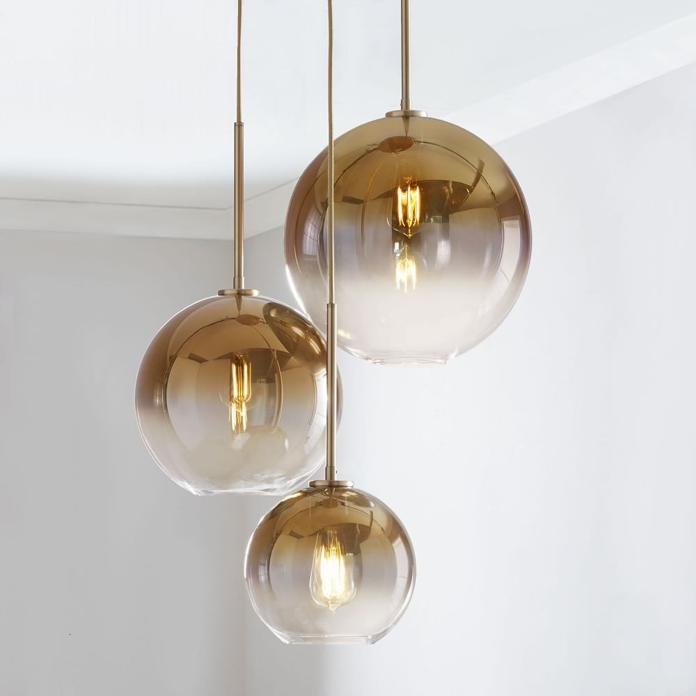 Modern Nordic Glass Pendant Light LED E27 Gradient Color Loft Creative Hanging Lamp For Home Bedroom Living Room Restaurant Shop