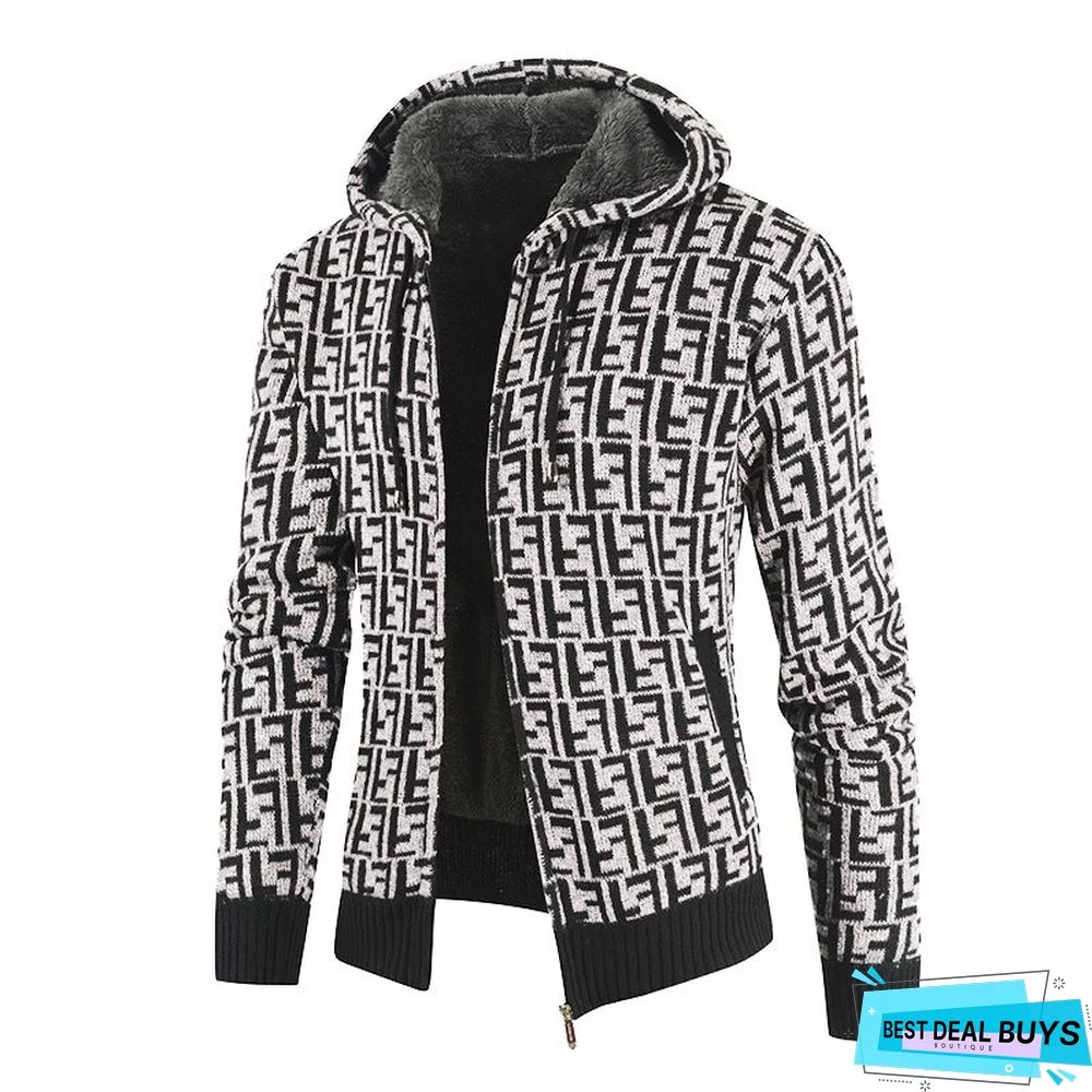 Men's Color Matching Hooded Sweater Coat