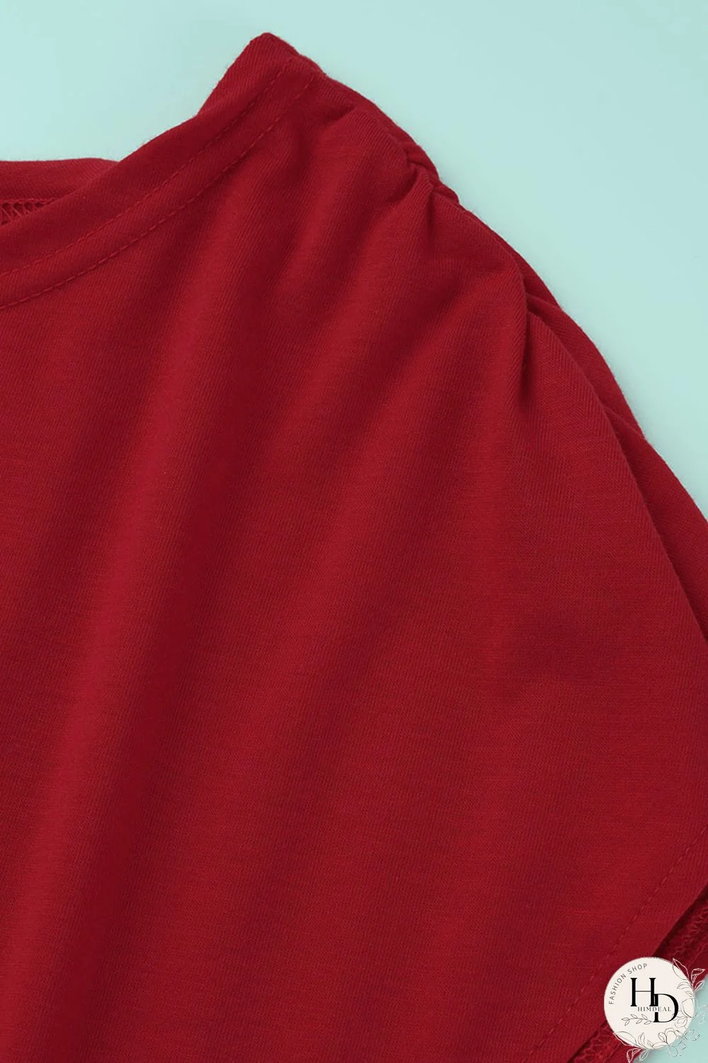 Red Casual Solid Patchwork Fold Asymmetrical Oblique Collar Short Sleeve Two Pieces