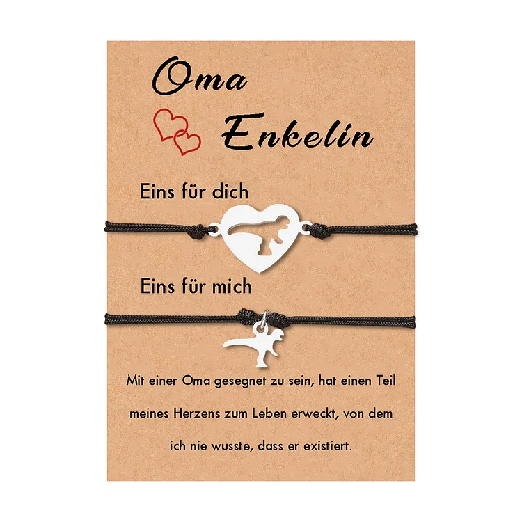 Kettenmachen Dinos Armbänder Set-Oma & Enkelin-Geschenk mit Nachrichtenkarte