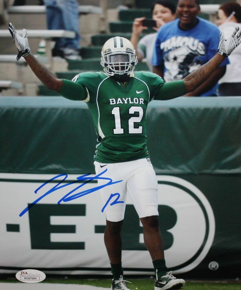 Josh Gordon Autographed Baylor Bears 8x10 Running With Arms Open Photo Poster painting- JSA Auth