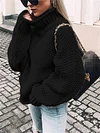 Share  Photo by Supplier   Women's Sweater Pullover Jumper Knitted Solid Color Basic Casual Chunky Long Sleeve Loose Sweater Cardigans Turtleneck Fall Winter Light Blue Green White-KZyou