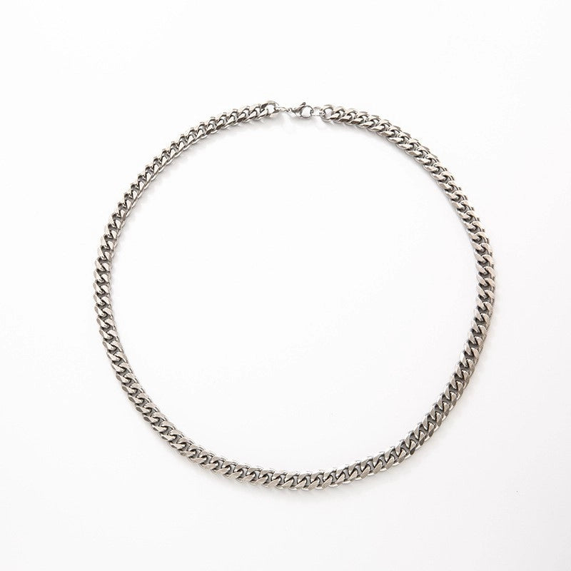 Titanium Steel Cold Style Thick Chain Cuban Chain Necklace Men And Women Trendy Street Hip Hop Sweater Chain