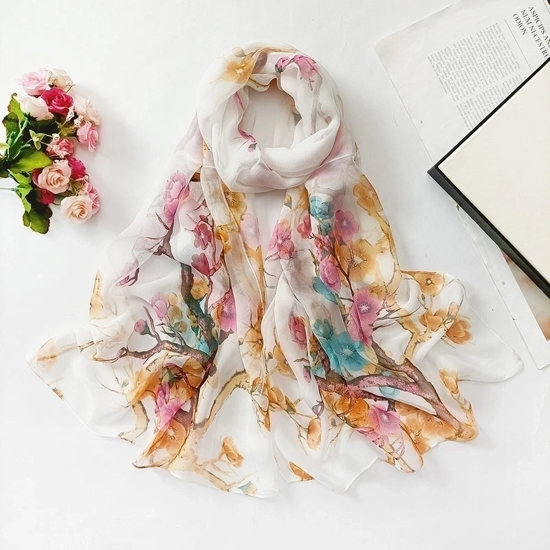 Women’s Sweet Flower Georgette Silk Scarves