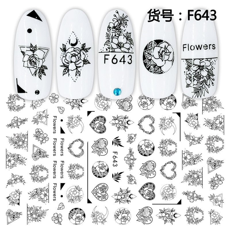 Sexy Lady Design 3D Nail Sticker English Letter Face Pattern Trasnfer Sliders DIY Nail Art Decoration For Maincuring Nail Decal