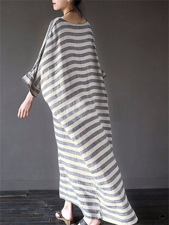 Women's Plus Size Loose Linen Vintage Dress