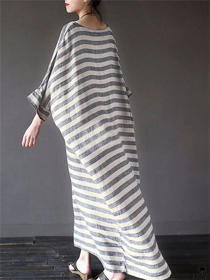 Women's Plus Size Loose Linen Vintage Dress