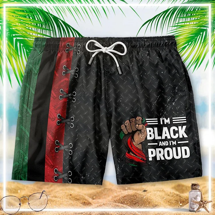 Black And Proud Summer Beach Shorts
