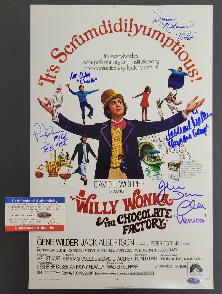 Willy Wonka Kids 5 autograph cast signed movie poster 11x17 Photo Poster painting OC Holo + COA