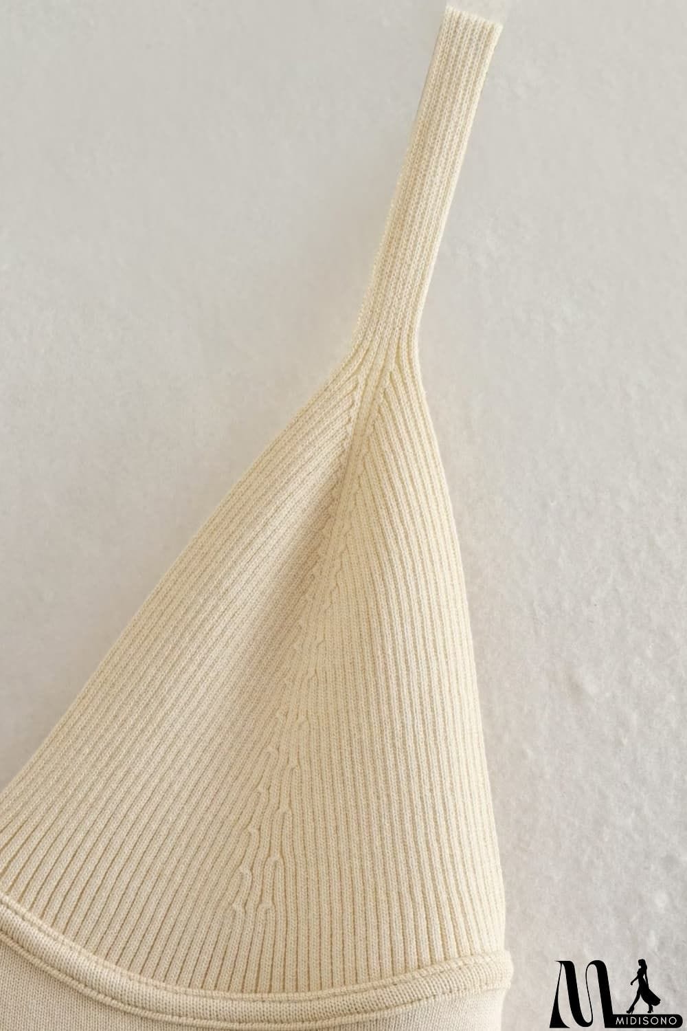 MidiSono - Ribbed V-Neck Cami and Skirt Set