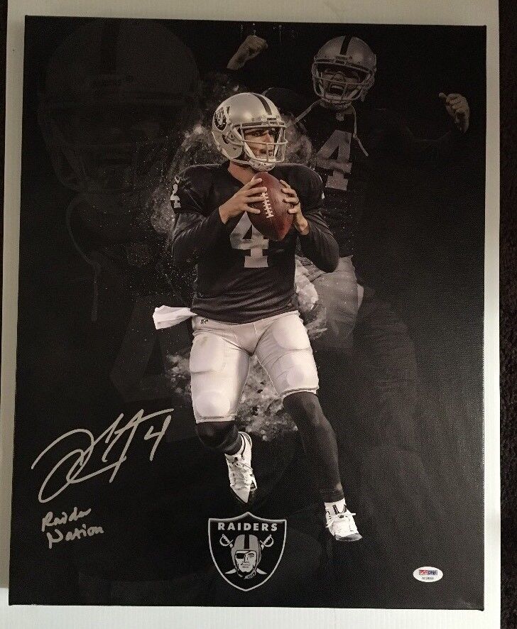 Derek Carr Autographed Signed Custom 16x20 Canvas Raider Nation