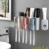 Modern Home Living Bathroom Gadget Toothbrush Holder Cups Toothpaste Squeezer 