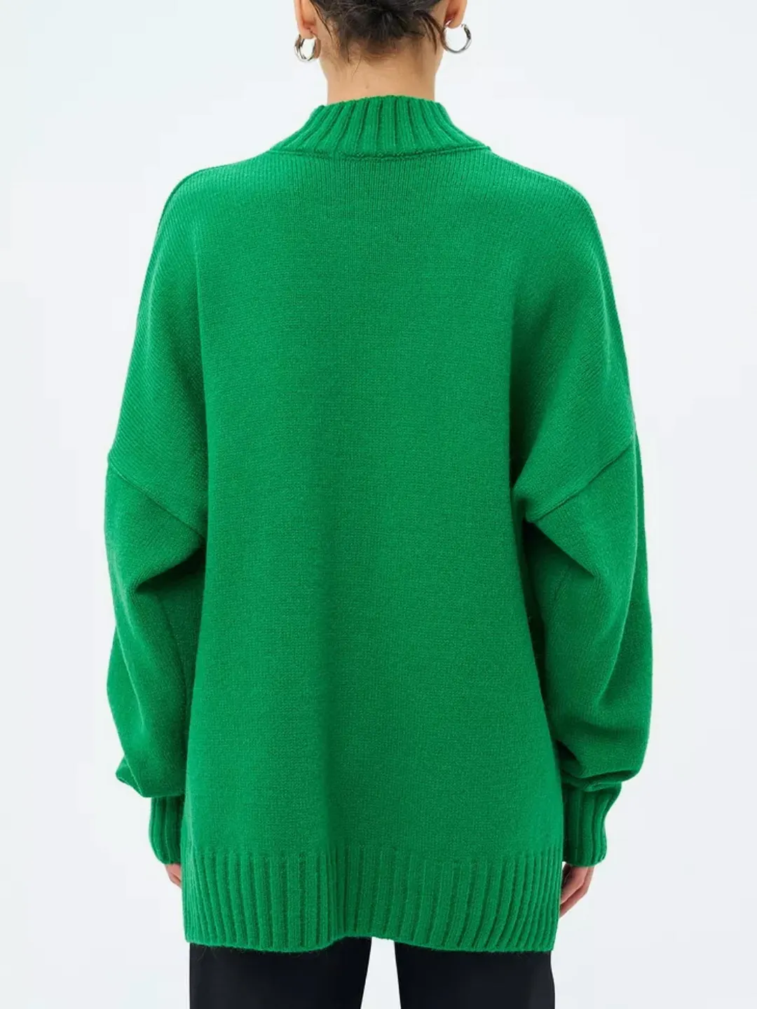 Nigikala Nigikala And Winter Half-High Collar Thread Sweater Solid Color Cover Loose Casual Knitwear