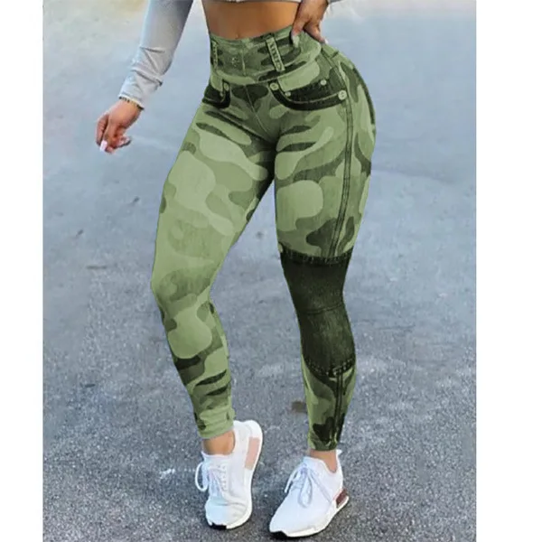 Zeusesim Imitation Denim Leggings Fitness Skinny High Waist Legging Women Summer Sexy High Elastic Bodycon Sports Yoga Pants Streetwear