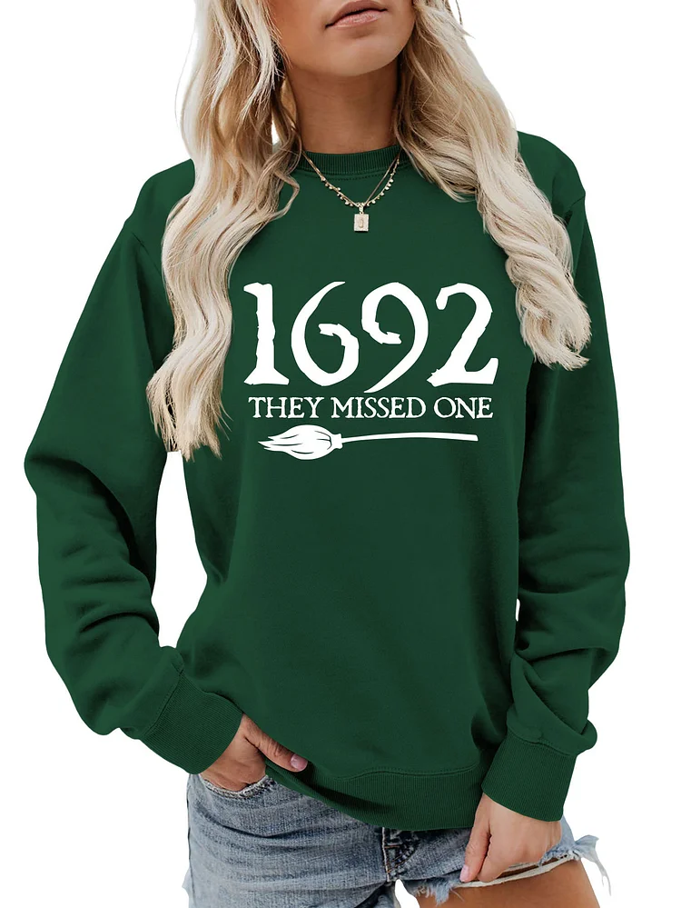Womens Crewneck Sweatshirt 1692 they missed one Halloween Print Holiday Sweatshirt