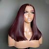 Bob Wigs 100% Human Hair Straight Wig 13x4 Full Lace Frontal Wig 16inches Burgundy Hair Pre Plucked 