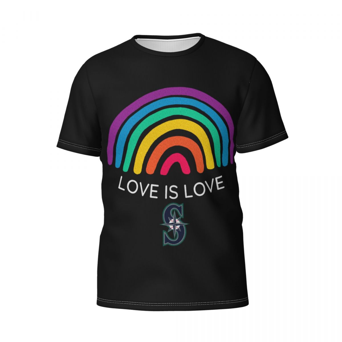 Seattle Mariners Love is Love Pride Rainbow Men's Short Sleeve Shirt