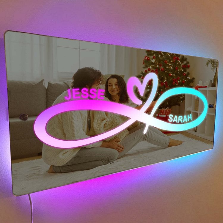Personalized Mirror Light Custom 2 Names Mirror Wall Decorations Infinity Love Couple Gifts