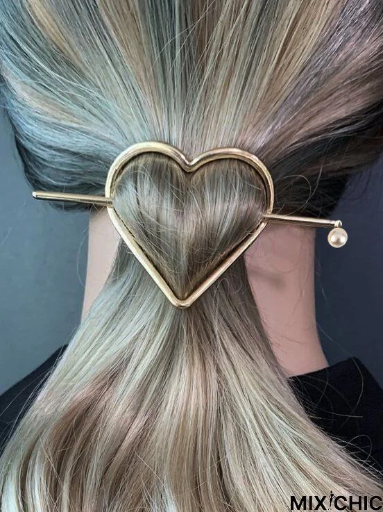 Casual Golden Retro Heart Pattern Inlaid Pearl Headwear Hair Roller Daily Home Commuting Jewelry