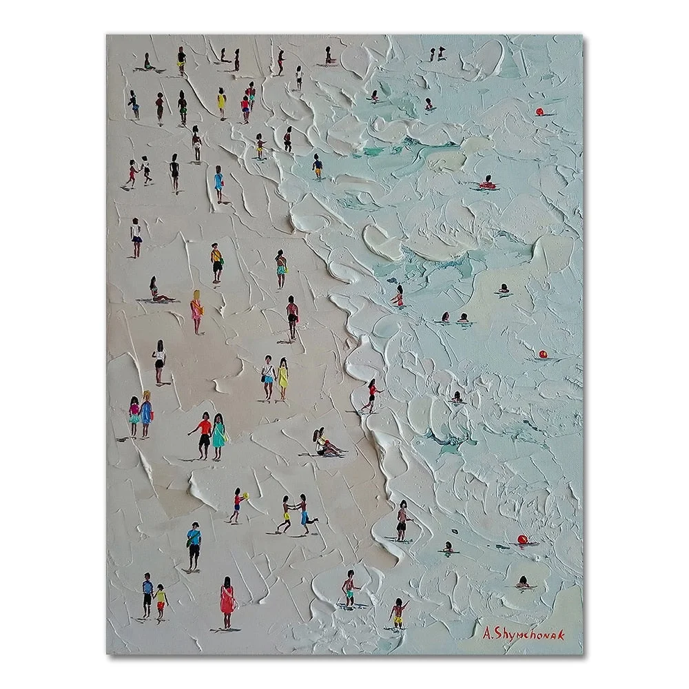 Canvas Painting Summer Beach Seascape Knife Painting Oil Painting Poster The Picture On the Wall Pictures For Living Room