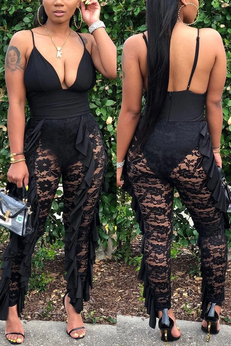 Sexy Fashion Patchwork Sling Jumpsuit