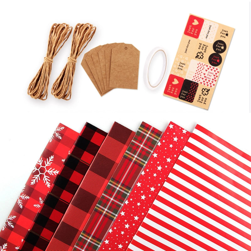Christmas Fashion Plaid Snowflake Coated Paper Party Gift Wrapping Supplies