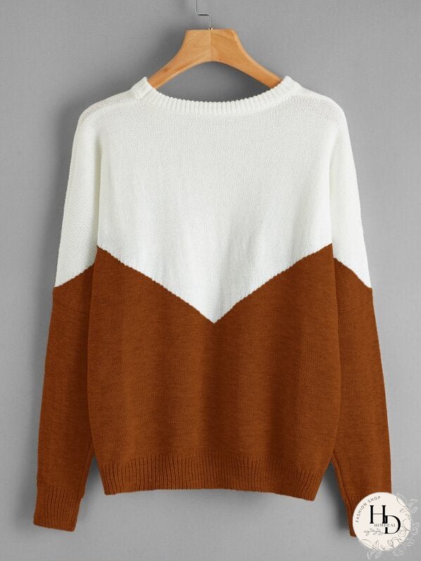 Color Block Drop Shoulder Sweater