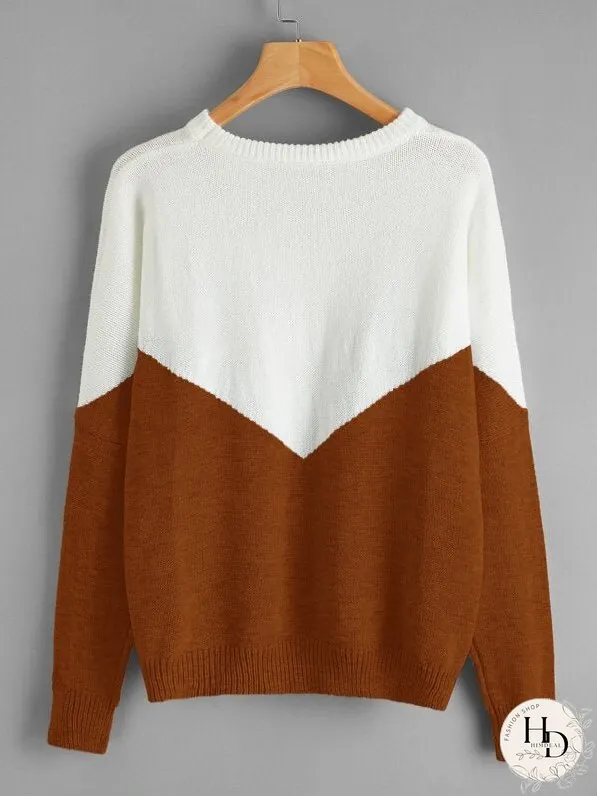 Color Block Drop Shoulder Sweater