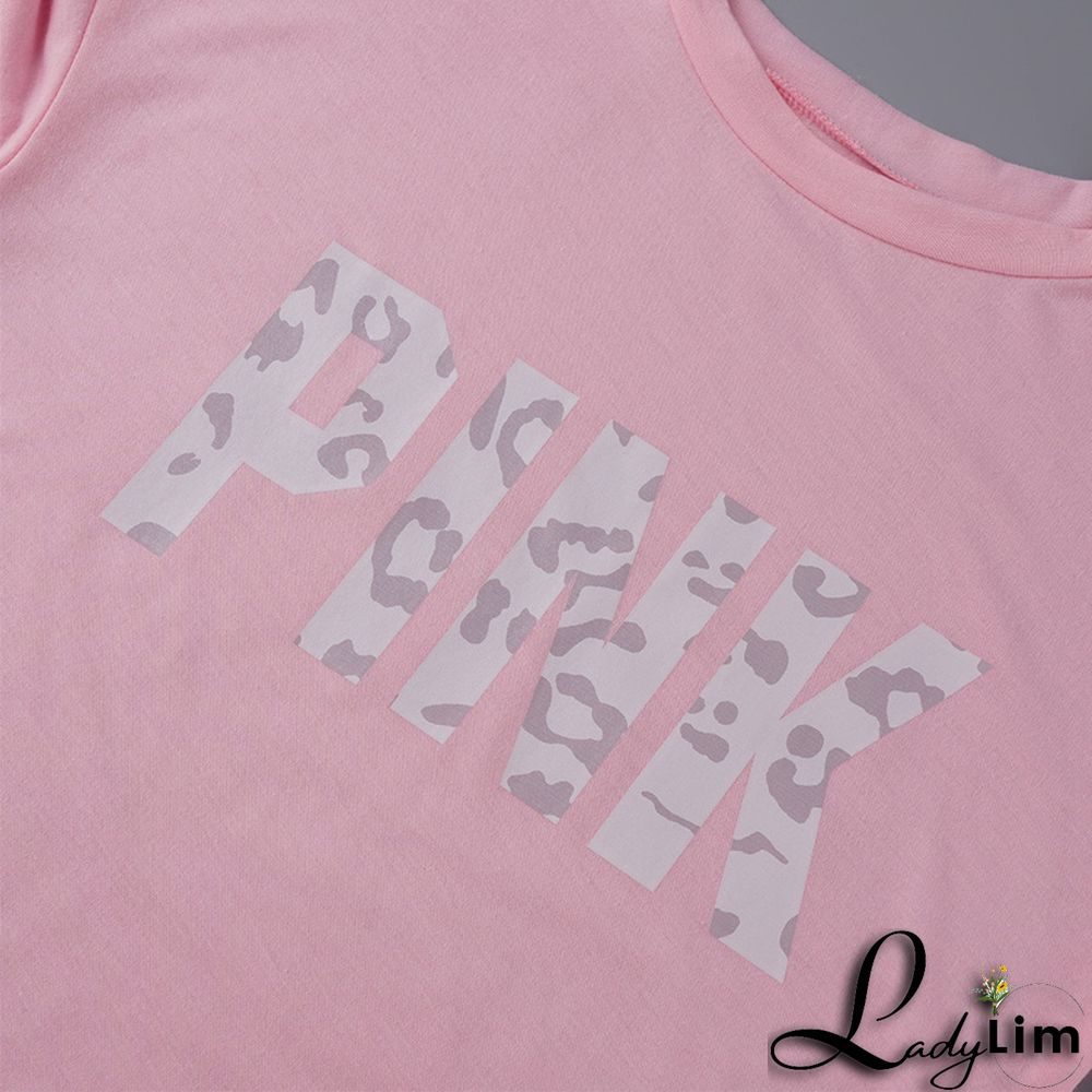 Blue Fashion Casual Letter Print Patchwork O Neck Short Sleeve Two Pieces