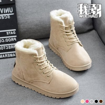 Women's Shoes Snow boots Ladies Winter Flock Warm Boots Martinas Ankle Boots Short Bootie Slip-On Outside Shoes Botas