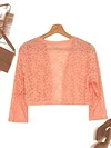 Fashionable Solid Color Lace Cardigan Top - Delicate Open Front, Sheer Three-Quarter Sleeves, Perfect for Everyday Chic Style - A Feminine & Lightweight Wardrobe Staple for Women