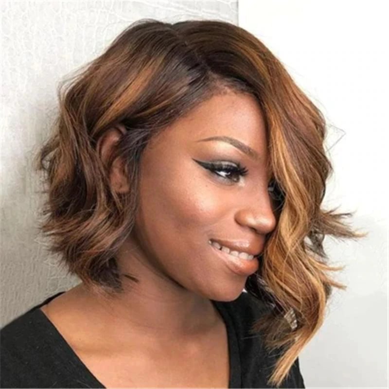 New Wig Women Fashion Dyed Irregular Short Curly Hair Set -vasmok