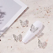 10PC Alloy Butterfly Zircon Nail Art Rhinestone 3D Gold Silver Shiny Diamond Nail ART Gems Butterfies Crystal Manicure Accessory | Cncures