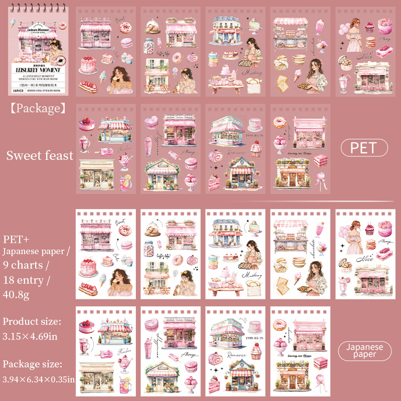 Sticker Book - Leisurely Moment Series Vintage Bread Food Fruit Landscape 