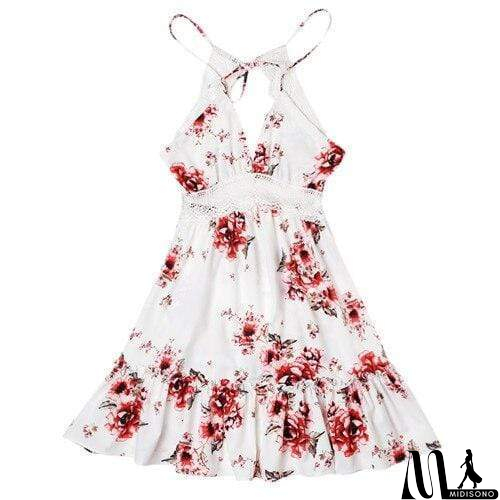 MidiSono - Boho Vrouwen Jurken Spaghetti Strap Backless Elegante Beach Zonnejurk